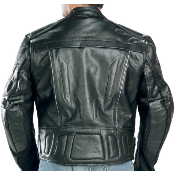 Defiant Men's Black Padded Biker Jacket with Mesh